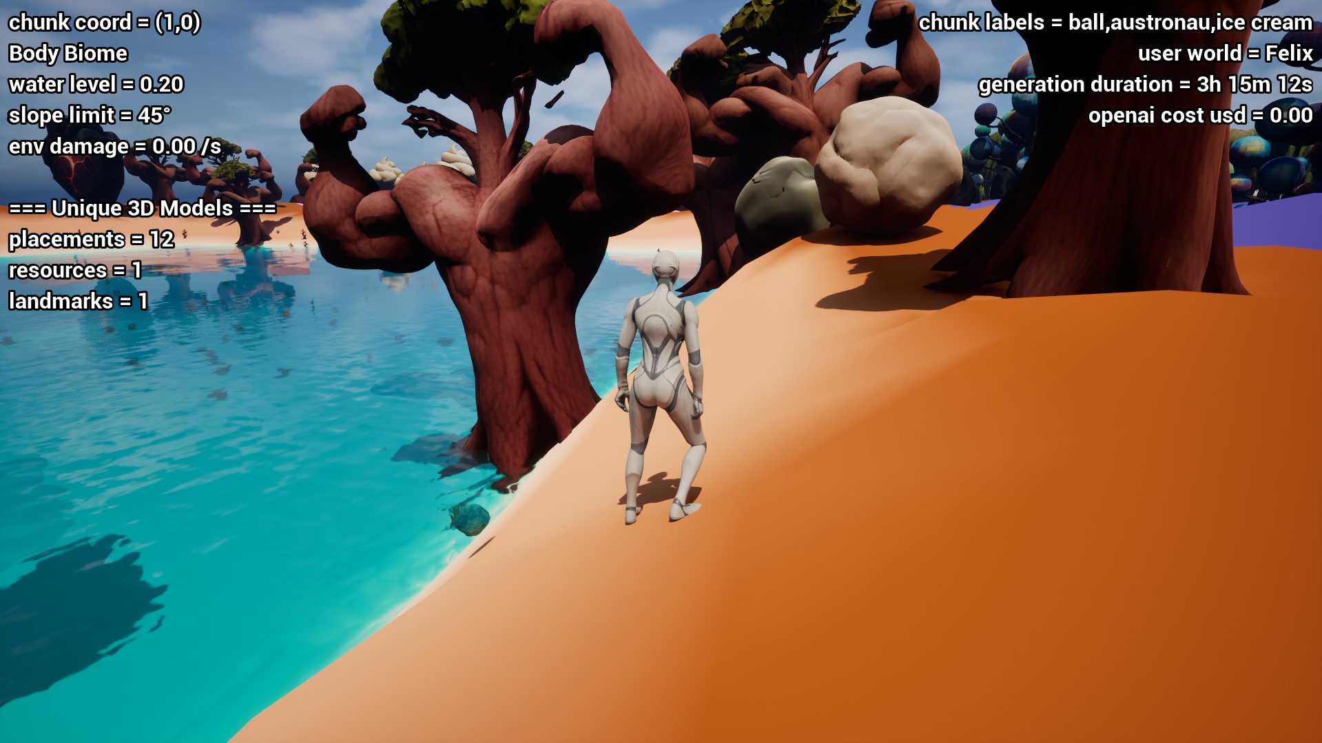 3×3 chunk overview with biome labels